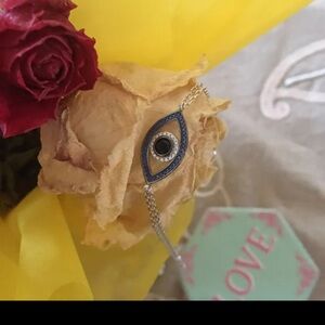Beautiful 925 Stamped Sterling Silver Evil Eye Bracelet